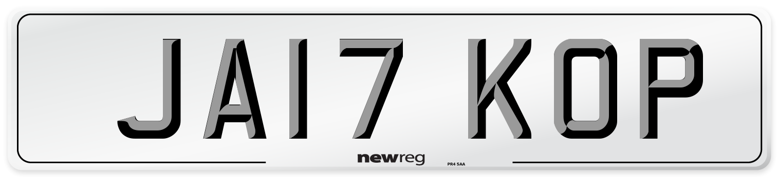 JA17 KOP Number Plate from New Reg